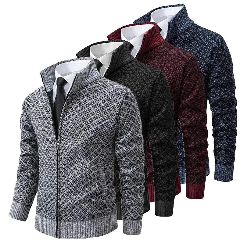 Cole | Diamond-Knit Zip Cardigan