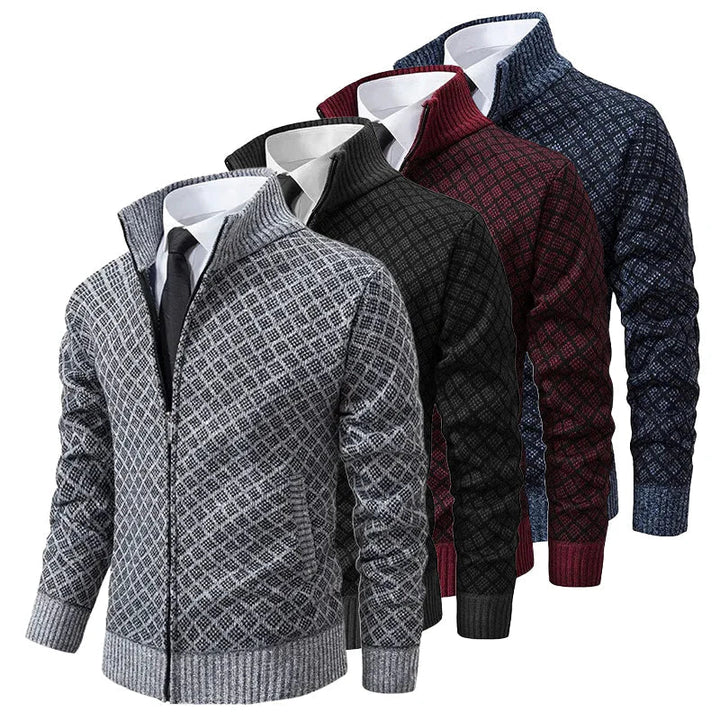 Cole | Diamond-Knit Zip Cardigan