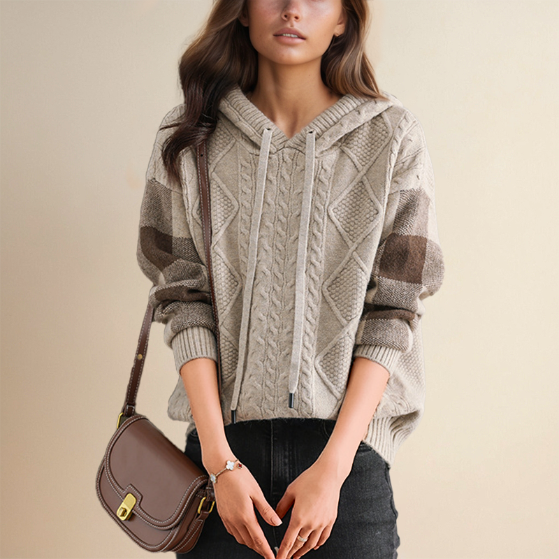 Lena | Elegant Hooded Knit Sweater