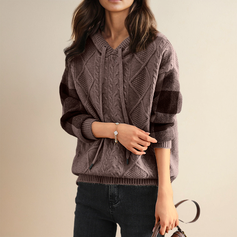 Lena | Elegant Hooded Knit Sweater