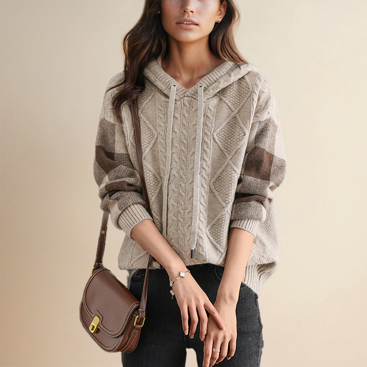 Lena | Elegant Hooded Knit Sweater