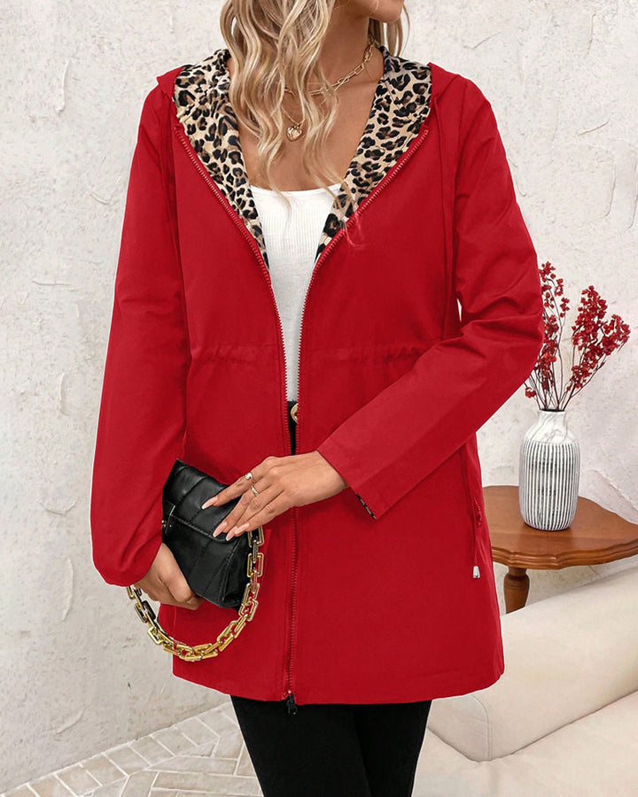 Hailey | Reversible Hooded Leopard Coat