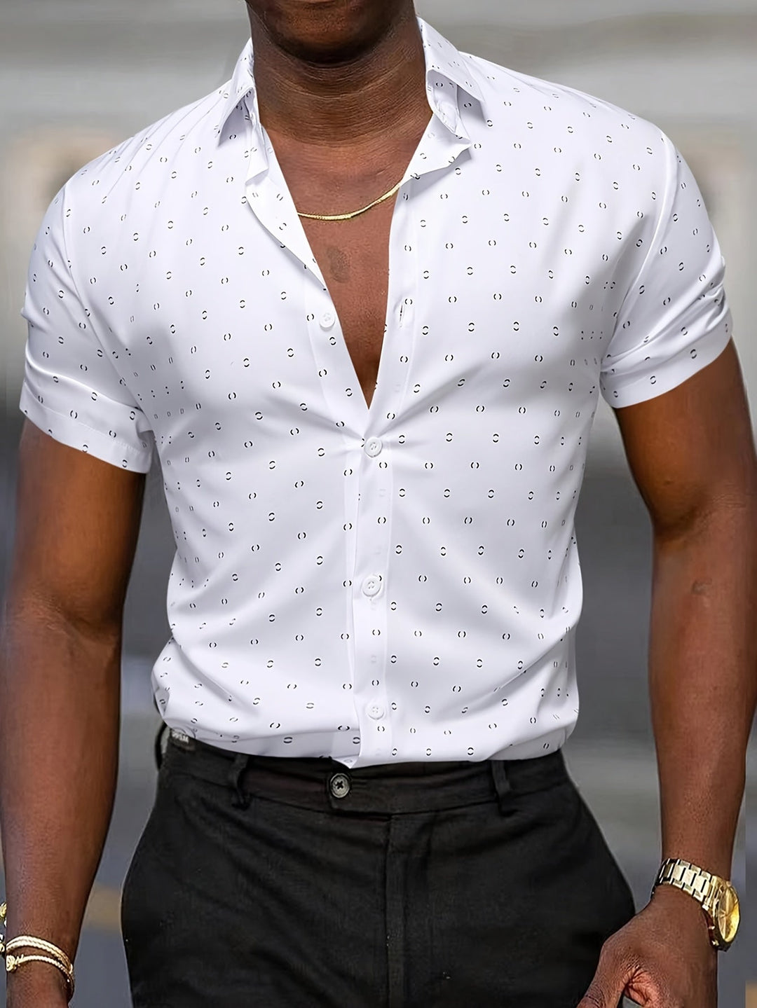 Elias | Modern Printed Short-Sleeve Button Shirt