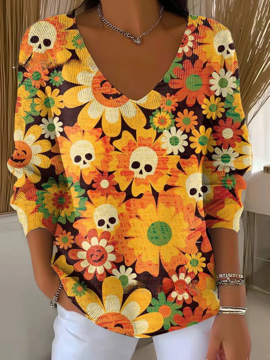 ELODIE | Elegant Patterned V-Neck Sweater