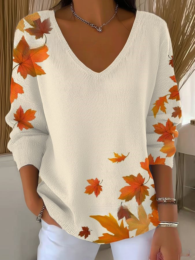 CELESTE | Elegant Patterned V-Neck Sweater