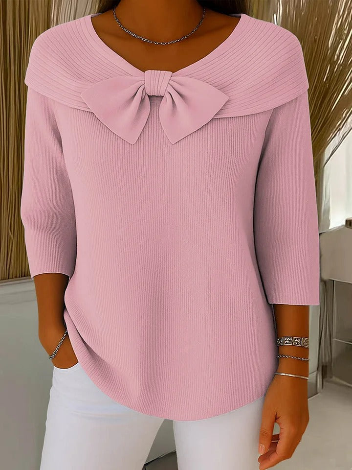 Clara | Elegant Bow-Accent Knit Sweater