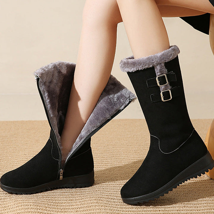 Ella | Elegant Buckle Mid-Calf Boots