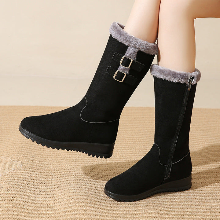 Ella | Elegant Buckle Mid-Calf Boots