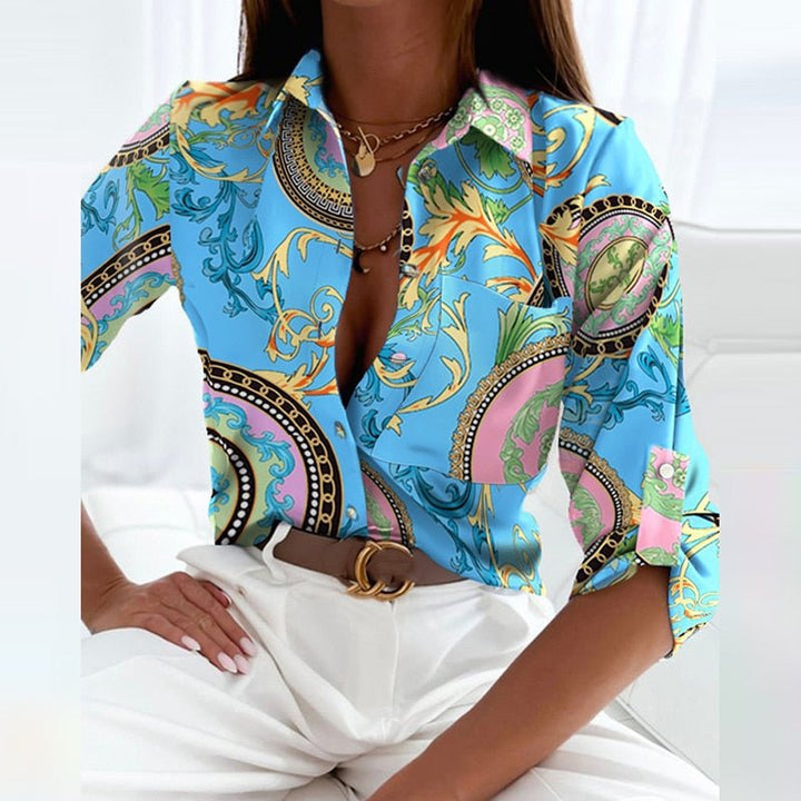 Marina | Refined Collared Pattern Blouse